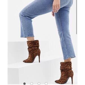 NWT Express cheetah print stiletto booties brown and black size 10